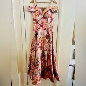 Rene Ruiz Off The Shoulder Brocade Fairycore Metallic Mother Of The Bride Gown 6